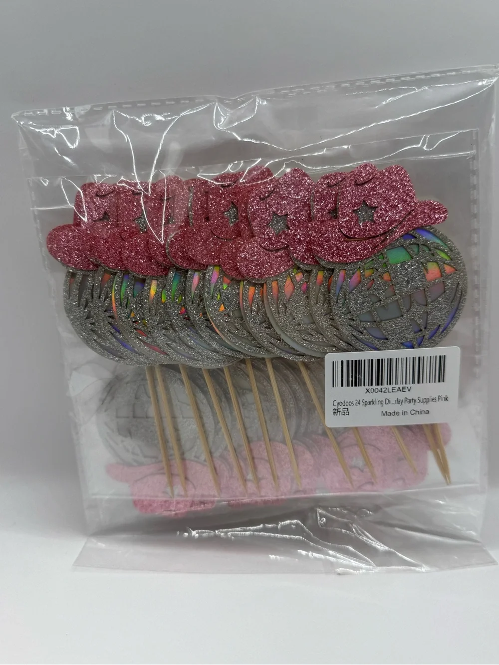 Sparkling Pink Glitter Cowboy Hat Cupcake Picks